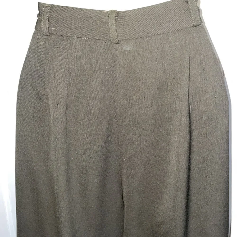 Vtg 70s/80s JH Collectibles dark army‎ green high waisted pleat front pants - Picture 5 of 15